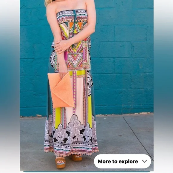 Flying Tomato Boho maxi dress rayon medium - Picture 11 of 12